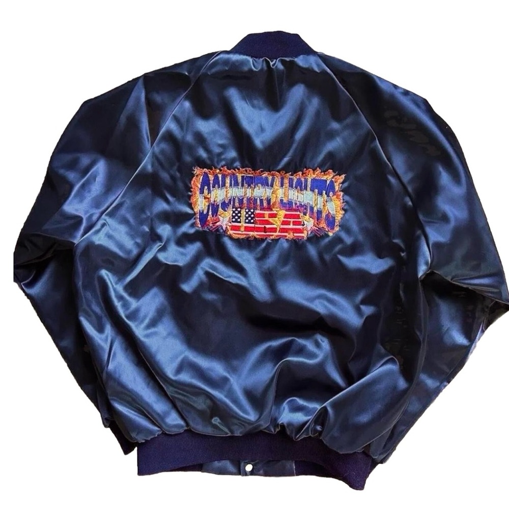 Vintage 80's Country Lights USA Rodeo Satin Bomber Jacket